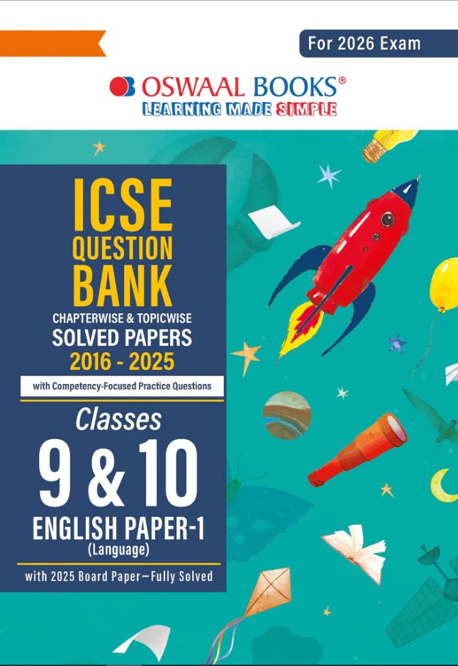 Oswaal ICSE Question Bank Chapterwise & Topicwise Solved Papers Class 9 & 10 English Paper -1 For 2026 Exam
